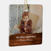 Baby Girl's Eerste Kerstgeboorte Statistieken & Fo Keramisch Ornament (Rechts)