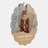 Baby Girl's Eerste Kerstgeboorte Statistieken & Fo Ornament Kaart (Rechts)