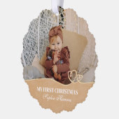 Baby Girl's Eerste Kerstgeboorte Statistieken & Fo Ornament Kaart (Links)