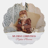 Baby Girl's Eerste Kerstgeboorte Statistieken & Fo Ornament Kaart (Voorkant)