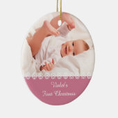Baby Girls Eerste Kerstmis. Foto's en STATEN - Roz Keramisch Ornament (Rechts)