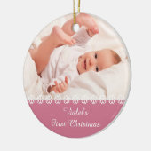 Baby Girls Eerste Kerstmis. Foto's en STATEN - Roz Keramisch Ornament (Links)