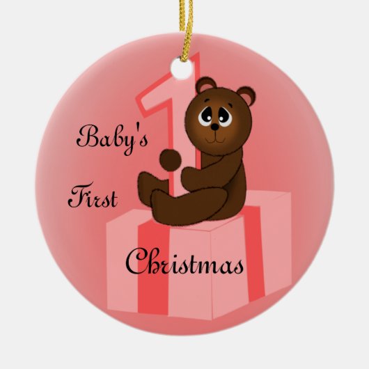 Baby Girls Eerste Kerstmis Keramisch Ornament (Voorkant)