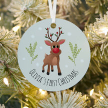 Baby Girls Eerste Kerstmis Rudolph Reindeer & Snow