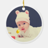 Baby Girl's eerste kerstmonogram met foto Keramisch Ornament (Achterkant)