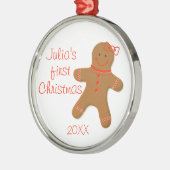 Baby Girl's eerste kerstontbijt Metalen Ornament (Links)