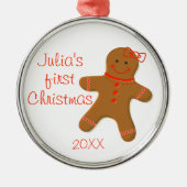 Baby Girl's eerste kerstontbijt Metalen Ornament (Voorkant)