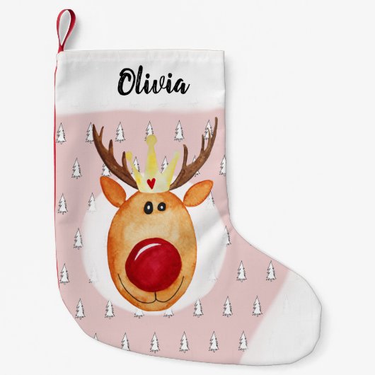 Baby Girl's eerste kerstprinses Rudolph Name Kleine Kerstsok (Voorkant)