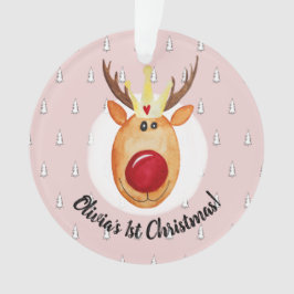 Baby Girl's eerste kerstprinses Rudolph Name Ornament