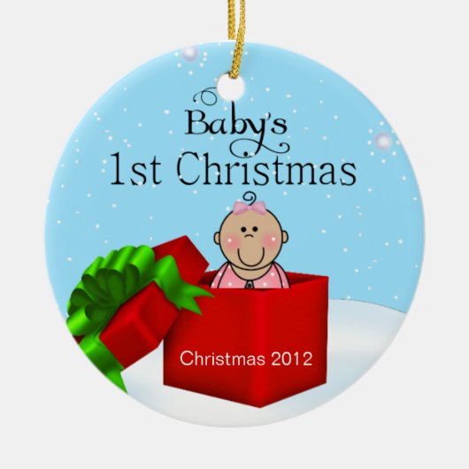 Baby Girl's eerste kerstversiering Keramisch Ornament (Voorkant)