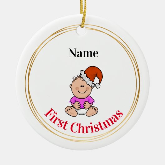 Baby Girl's eerste kerstversiering Keramisch Ornament (Voorkant)