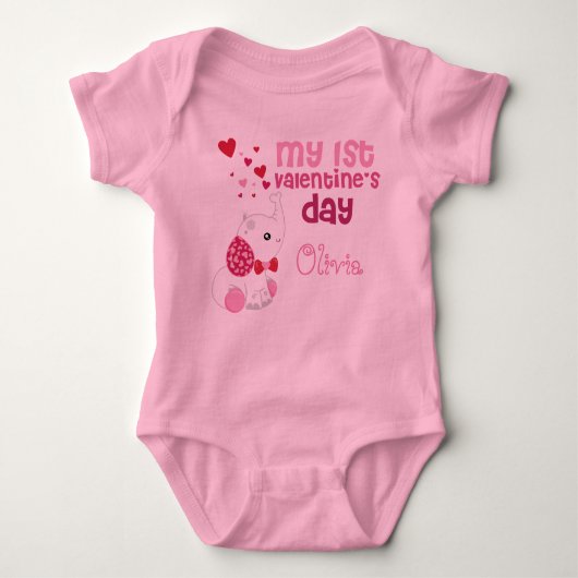 Baby Girl's eerste Valentijnsdag roze Romper (Voorkant)
