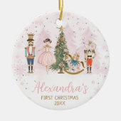 Baby Girl's First Christmas Pink Nutcracker Ballet Keramisch Ornament (Voorkant)