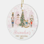 Baby Girl's First Christmas Pink Nutcracker Ballet Keramisch Ornament (Links)