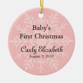 Baby Girl's First Christmas - Roze Sneeuwvlok Keramisch Ornament