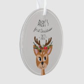 Baby Girls First Kerstfeestjes Reindester & Name Ornament (voorkant)
