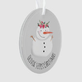 Baby Girls First kerstklep Snowman and Name Ornament (voorkant)