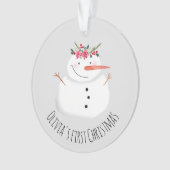 Baby Girls First kerstklep Snowman and Name Ornament (voorkant)