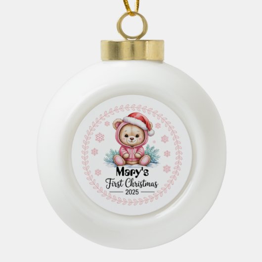 Baby Girl's First Xmas Ornament - Gepersonaliseerd (Voorkant)