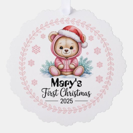 Baby Girl's First Xmas Ornament - Gepersonaliseerd (Voorkant)