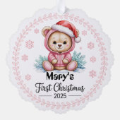 Baby Girl's First Xmas Ornament - Gepersonaliseerd Kaart (Achterkant)