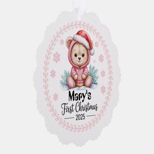 Baby Girl's First Xmas Ornament - Gepersonaliseerd Kaart (Rechts)