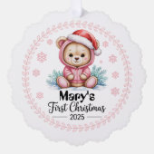 Baby Girl's First Xmas Ornament - Gepersonaliseerd Kaart (Voorkant)