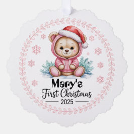 Baby Girl's First Xmas Ornament - Gepersonaliseerd Kaart