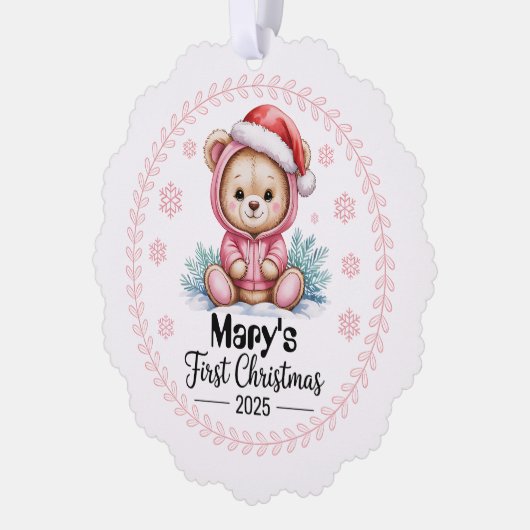 Baby Girl's First Xmas Ornament - Gepersonaliseerd Kaart (Links)