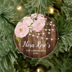 Baby Girl's gepersonaliseerde 1-ste kerstbeker Keramisch Ornament