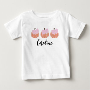 Baby Girls Gingham Pumpkin Trio met roze bogen