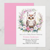 Baby Girl's grillige uil douche. Kaart (Voorkant / Achterkant)