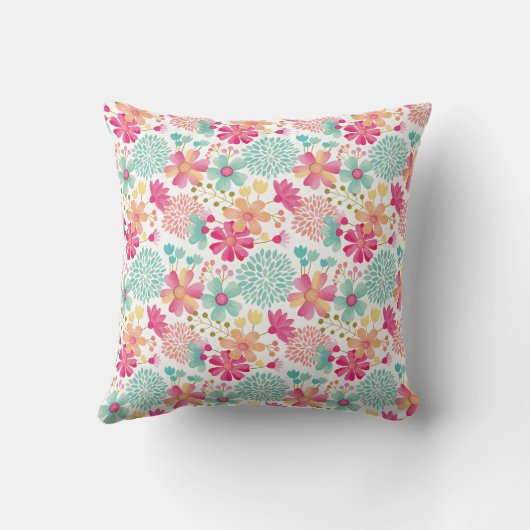 Baby Girls Painted Floral Pattern Neursery Pillow Kussen (Achterkant)