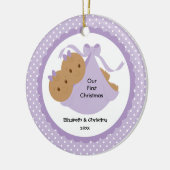 Baby Girls Twins Baby's Eerste kerstversiering Keramisch Ornament (Links)