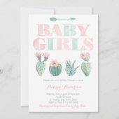 Baby Girls Twins Shower- of Sprinkle Cactus-thema Kaart (Voorkant)