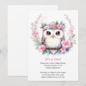 Baby Girl's Uil Bloemendouche Kaart (Voorkant / Achterkant)