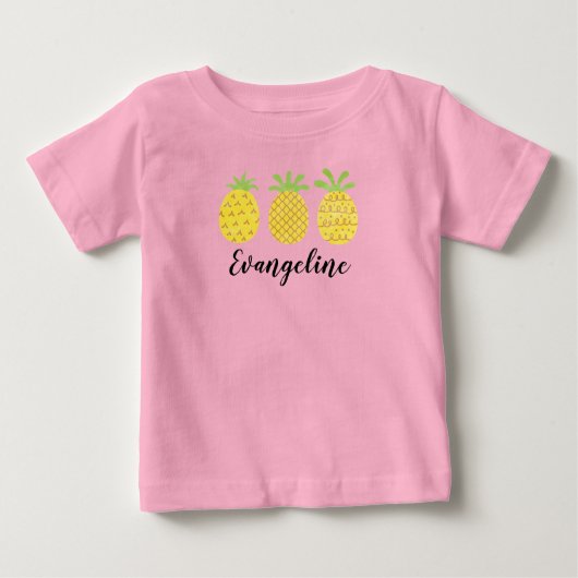 Baby Girls Waterverf Pineapple Trio T-Shirt (Voorkant)