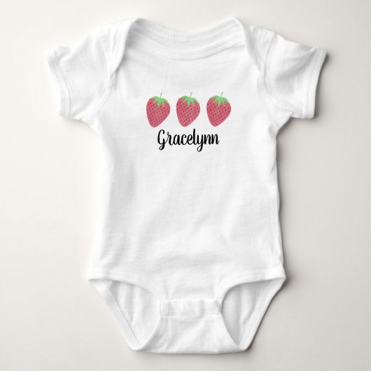 Baby Girls Waterverf Strawberry Trio Romper (Voorkant)