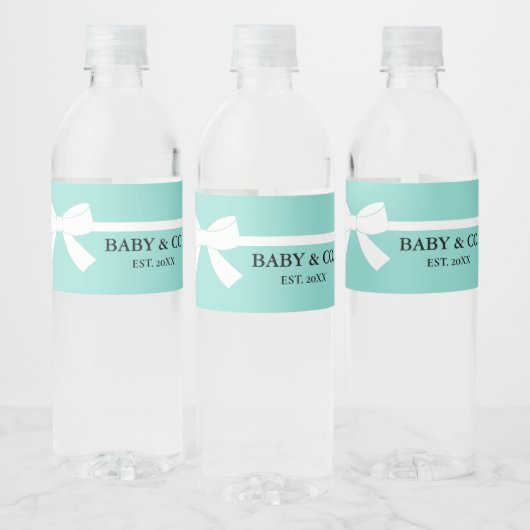 Baby Glam Blauwgroen Blue Sprinkle Shower Party Waterfles Etiket (Flessen)