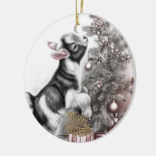 Baby Goat Christmas 10 and YOUR PHOTO Keramisch Ornament (Links)