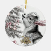 Baby Goat Christmas 11 and YOUR PHOTO Keramisch Ornament (Voorkant)