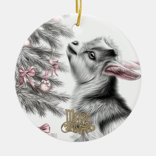 Baby Goat Christmas 11 and YOUR PHOTO Keramisch Ornament (Voorkant)