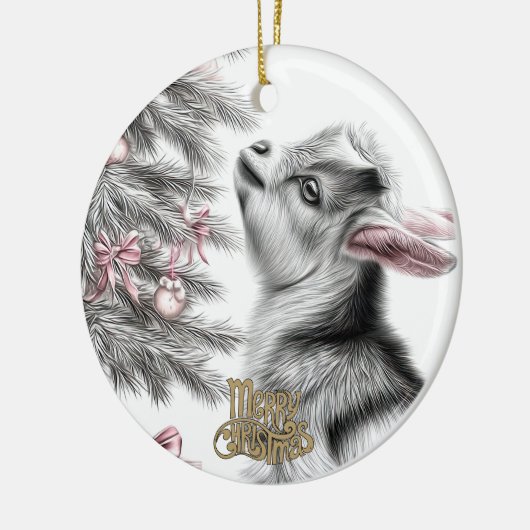 Baby Goat Christmas 11 and YOUR PHOTO Keramisch Ornament (Links)