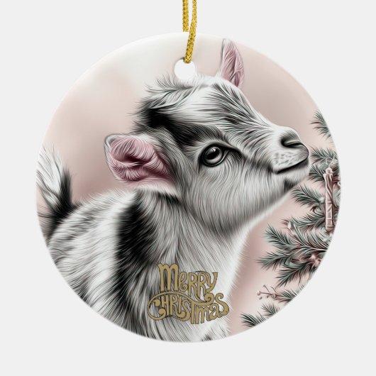Baby Goat Christmas 12 and YOUR PHOTO Keramisch Ornament (Voorkant)