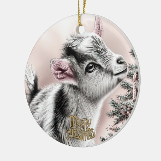 Baby Goat Christmas 12 and YOUR PHOTO Keramisch Ornament (Links)