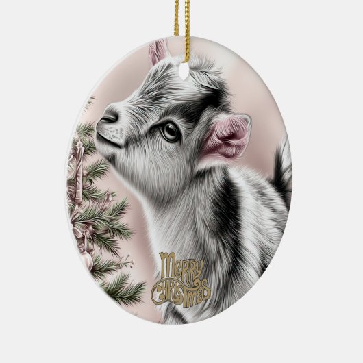 Baby Goat Christmas 13 and YOUR PHOTO Keramisch Ornament (Rechts)