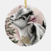 Baby Goat Christmas 13 and YOUR PHOTO Keramisch Ornament (Voorkant)