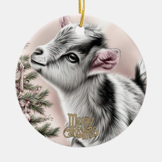 Baby Goat Christmas 13 and YOUR PHOTO Keramisch Ornament (Voorkant)