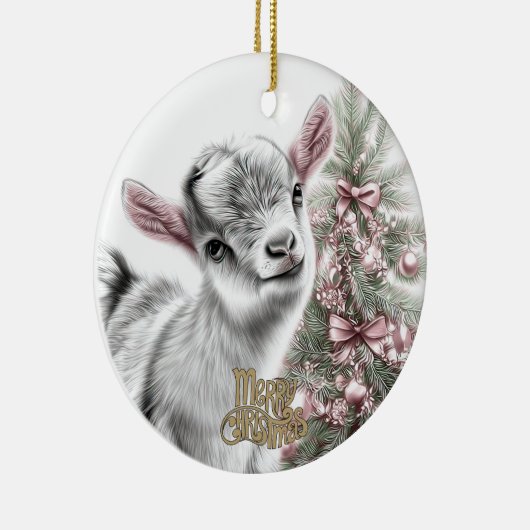 Baby Goat Christmas 14 and YOUR PHOTO Keramisch Ornament (Rechts)