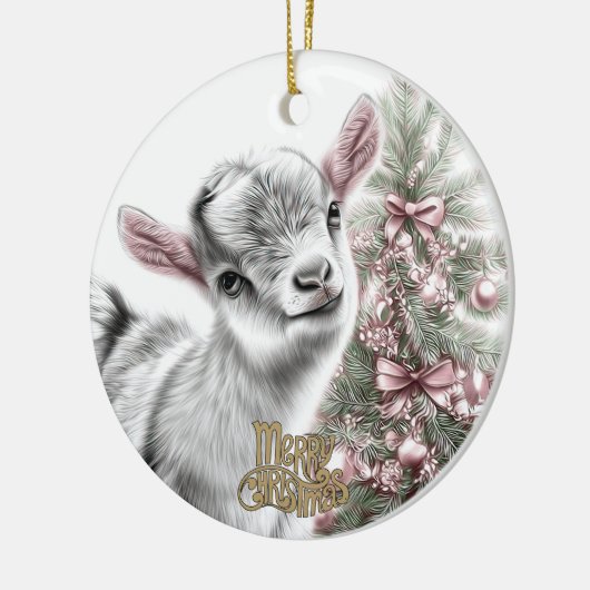 Baby Goat Christmas 14 and YOUR PHOTO Keramisch Ornament (Links)